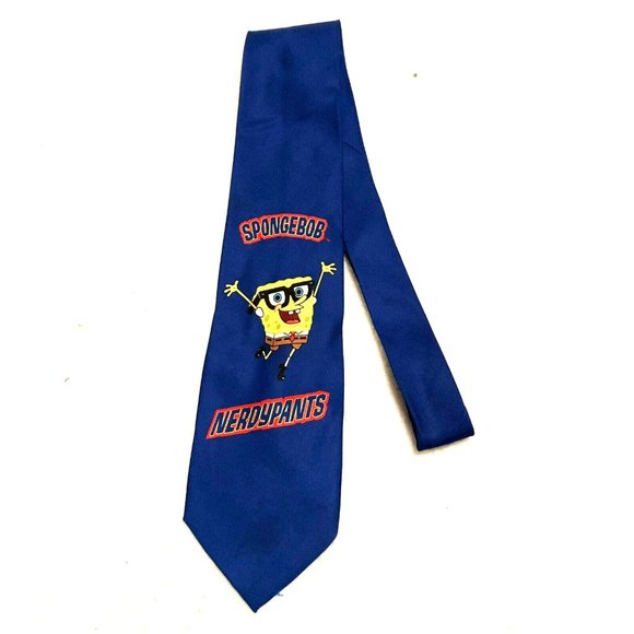 Nickelodeon Other - Spongebob Squarepants Nerdypants Cartoon Neck Tie 60" x 4" 2002 Nickelodeon Blue